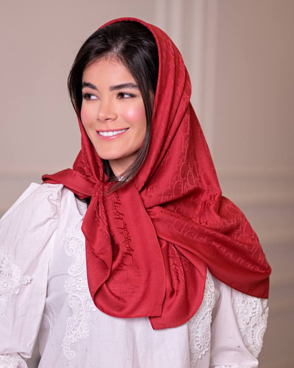 روسری ابریشم ژاکارد دیور (قواره 90) 30128 - Image 4