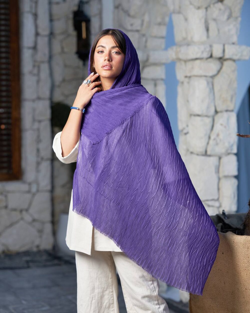 شال نخی ساده 20643 - Image 8