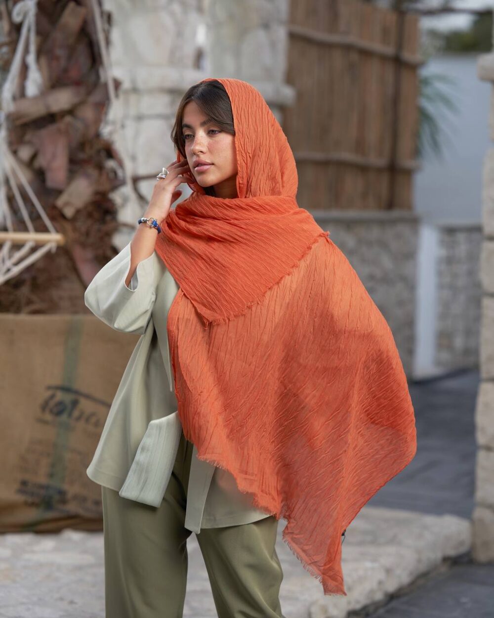 شال نخی ساده 20643 - Image 9